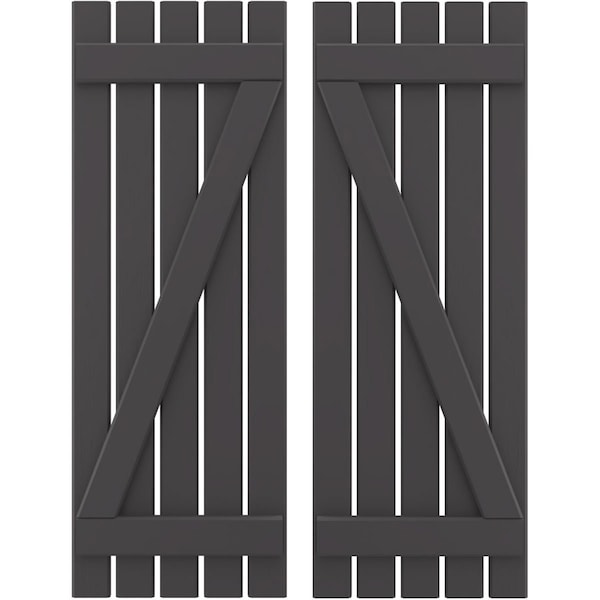 Ekena Millwork Americraft 5-Board (2 Batten) Wood Spaced Board-n-Batten Shutters w/ Z-Bar, ARW102SB519X77SMH, PR ARW102SB519X77SMH - main